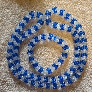 Blue and Clear Beaded Necklace and bracelet